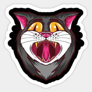 Yawning psychedelic cat - on LSD and ecstasy Sticker